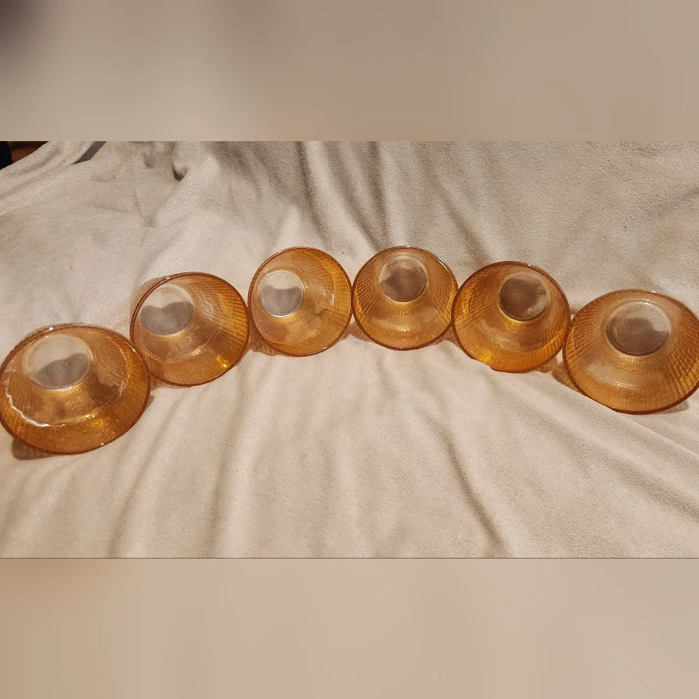 Vintage Jeannette Glass Finlandia Marigold Carnival Glass Highball Set Of 6 - Picture 5 of 8